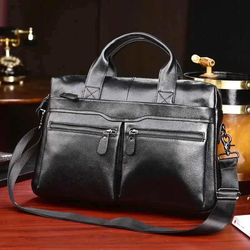 Business Laptop Bag Genuine Handbags Male Travel Briefcases Men High Quality Cowhide Leather Messenger Bags