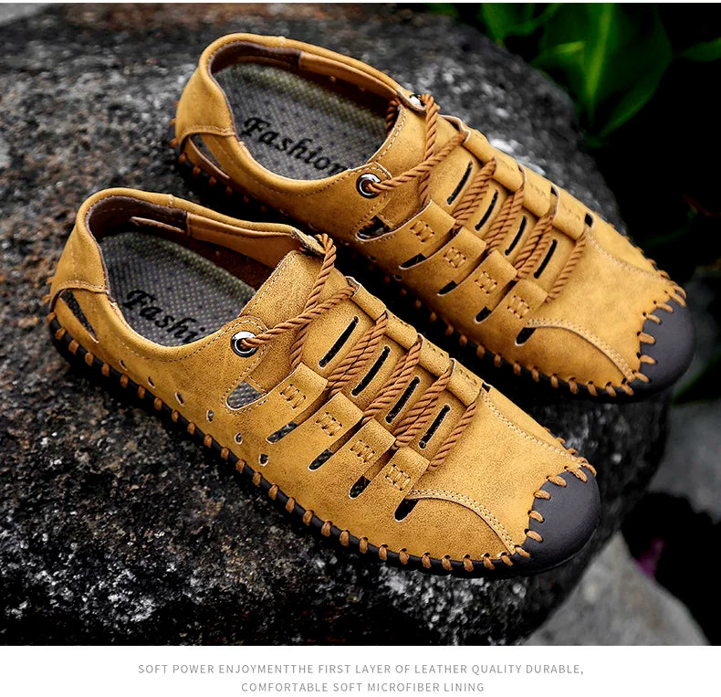 Men Leather Sandals Comfortable Outdoor Casual Shoes 2022 Summer Beach Casual Walking Male Sneakers Men Beach Casual Sandals