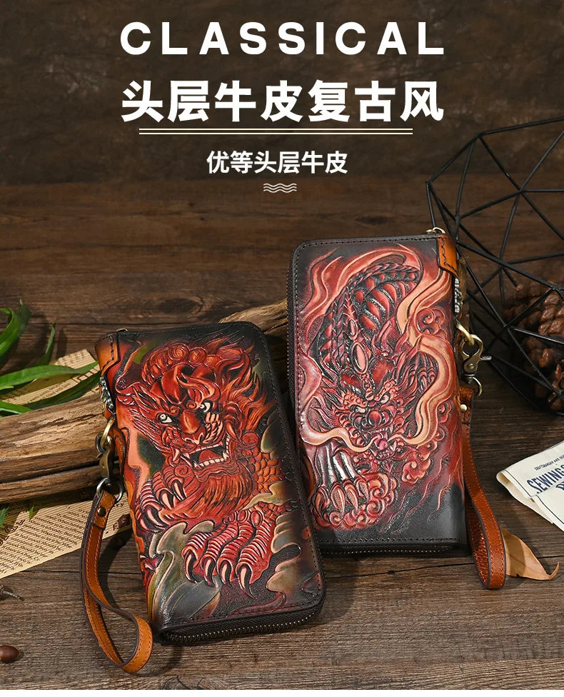 Men's Genuine Leather Wallet with Handcrafted Embossed Design