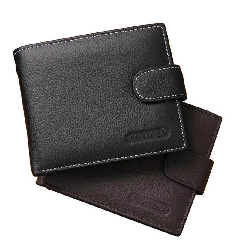 Genuine Leather Men Wallets Cow Leather Solid Sample Style Zipper Purse Man Card Horders Famous Brand High Quality Male Wallet