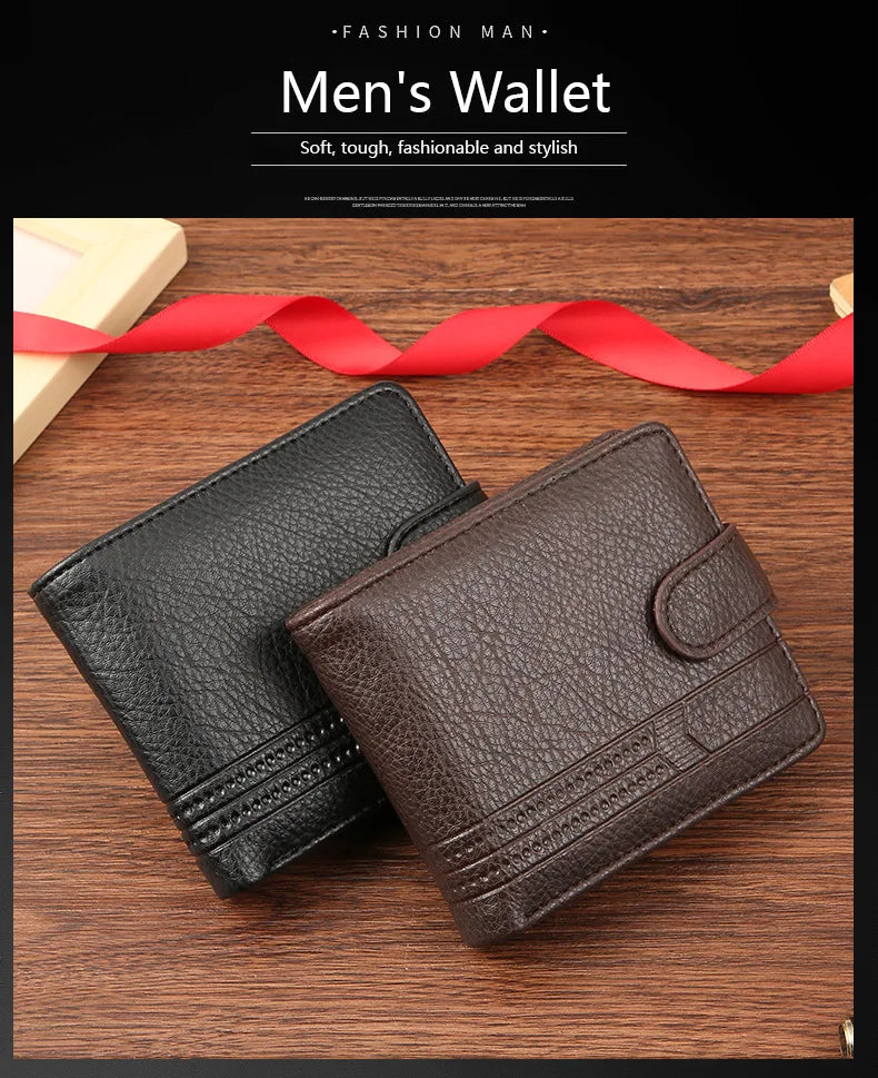 Men's wallet PU leather short zipper buckle wallet new wallet change bag