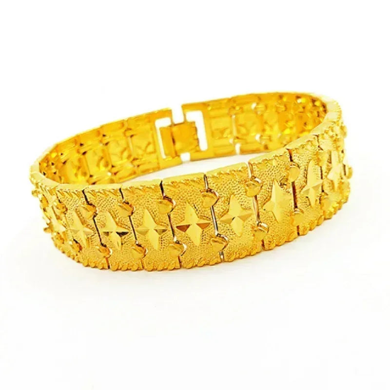 Gold shop with 9999 24k real gold men's bracelet dragon row boss bracelet send dad watch chain