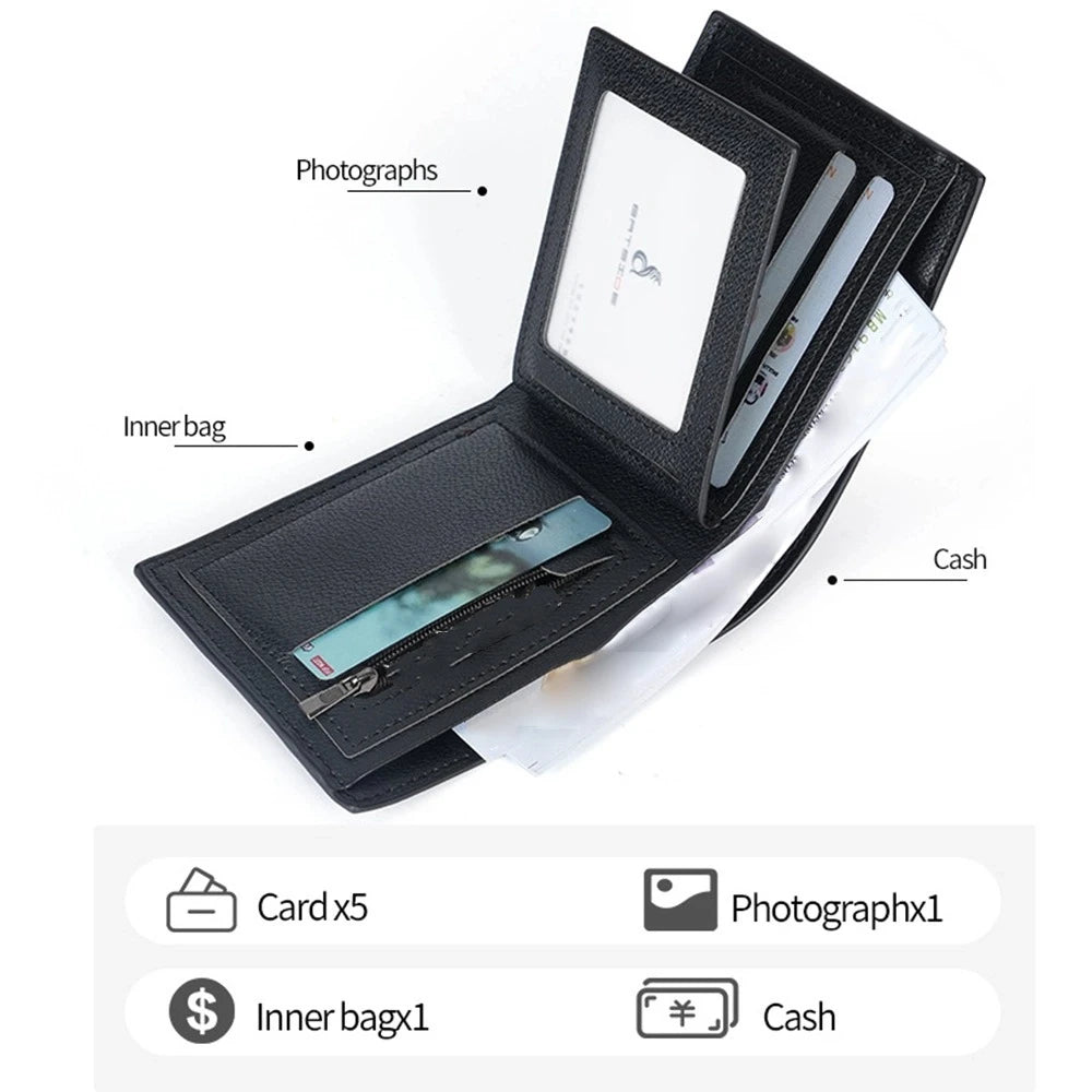 Casual PU Leather Men's Wallet Multi-functional Large Capacity Business Wallet Classic Luxury Short Card Bag Business