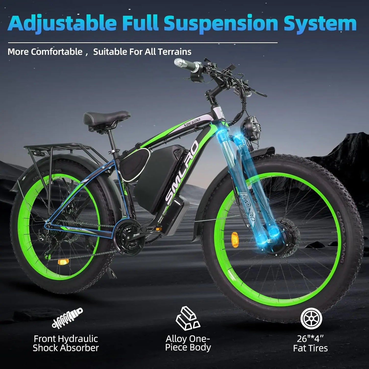 xdc 600 Adult Electric Bike, 5000W Peak Power, 26" Fat Tire All-Terrain E-Bike, 45 Miles Peak Range, 52V 30Ah Battery-Powered