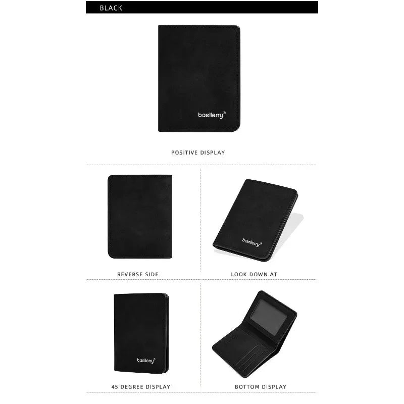 New Baellerry Wallet for Men PU Leather Front Pocket Minimalist Money ClipTravel Essentials Black blue brown gray four colors