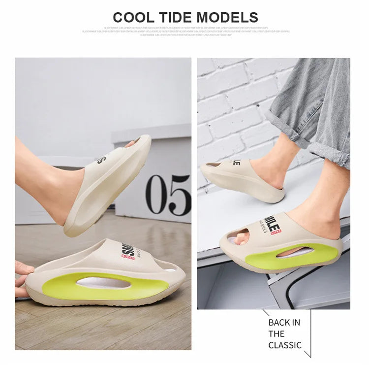 Men Slippers 2024 New Slides with a Sense High Aesthetic Value External Wear Anti Slip Thick Bottom, Beach Cool Slippers for Men