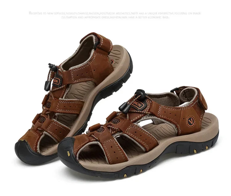 Sandals Summer New Men'sHollow Breathable Sandals Slippers Outdoor Baotou Beach Shoes Dad's Shoes Mens Shoes sandalias2024