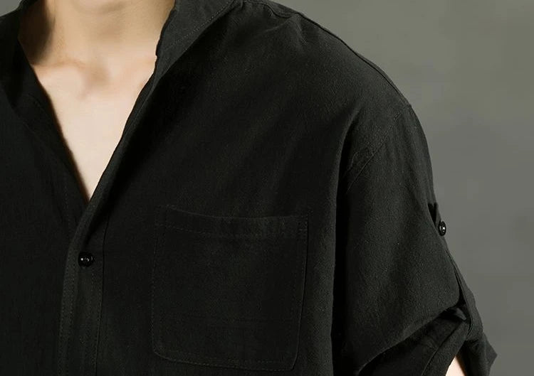 Shirts For Men White Man Shirt Plain With Pocket Linen And Cotton Half Sleeve Social Fashion Summer Designer Sale Xxl Casual Hot