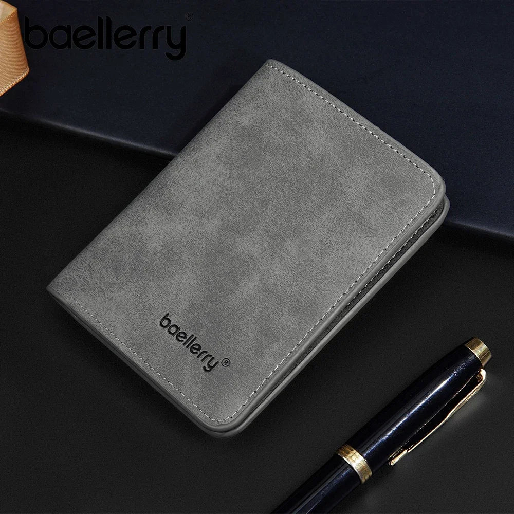 New Baellerry Wallet for Men PU Leather Front Pocket Minimalist Money ClipTravel Essentials Black blue brown gray four colors