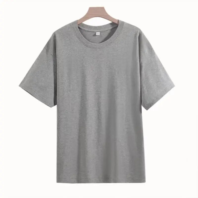 200G 100% Cotton T-shirts For Men solid color  Oversized Basic T Shirt Drop-Shoulder Tshirt Streetwear Tops monochrome Tee