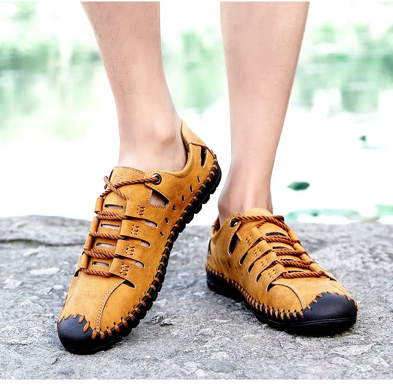 Men Leather Sandals Comfortable Outdoor Casual Shoes 2022 Summer Beach Casual Walking Male Sneakers Men Beach Casual Sandals