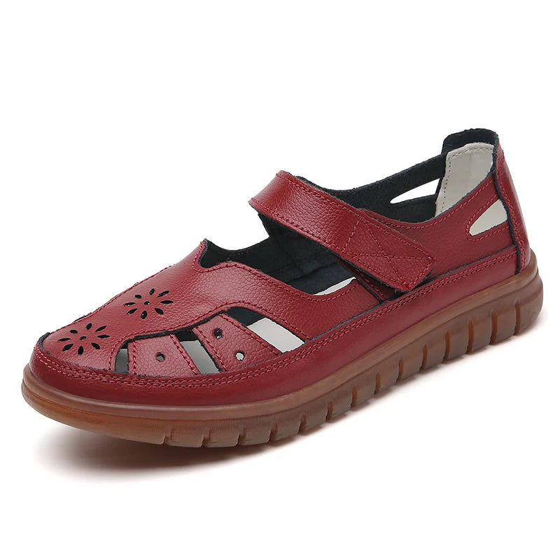 Sandals Summer Breathable Leather Slippers Women Fashion Non-Slip Casual Roman Shoes Ladies Sandals on Sale Off White Shose