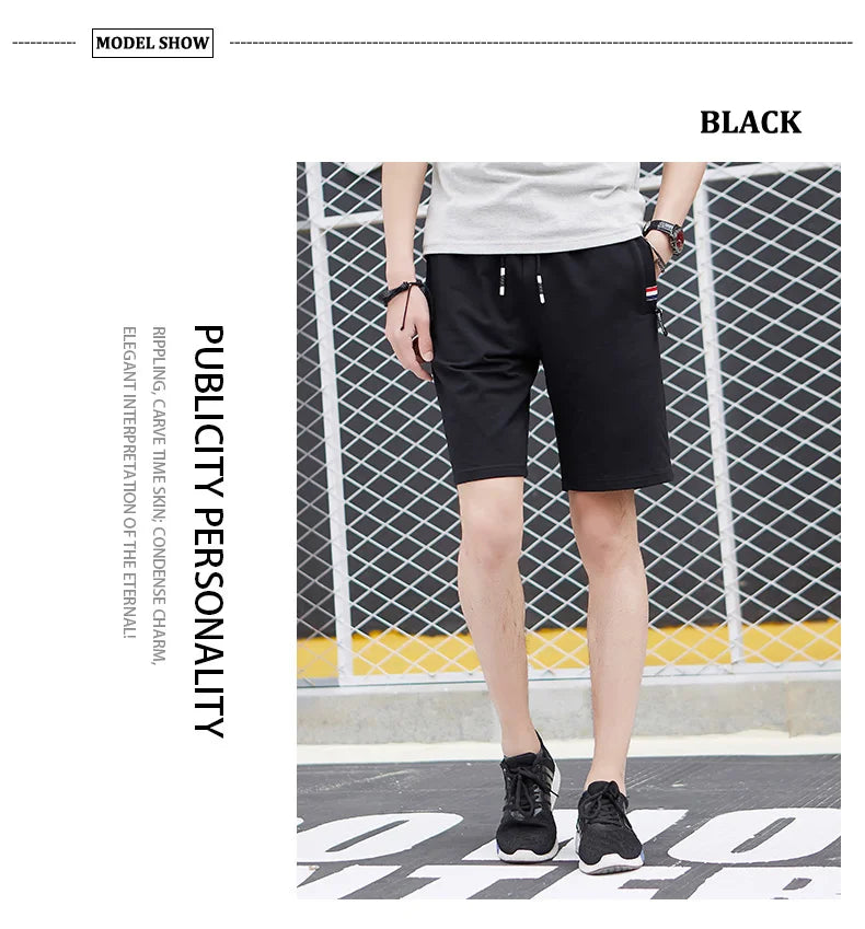 Shorts Men Cotton Casual Sports Men's Solid Shorts Drawstring Bermudas Elastic Waist Beach Short Pants Cool Summer New Fashion