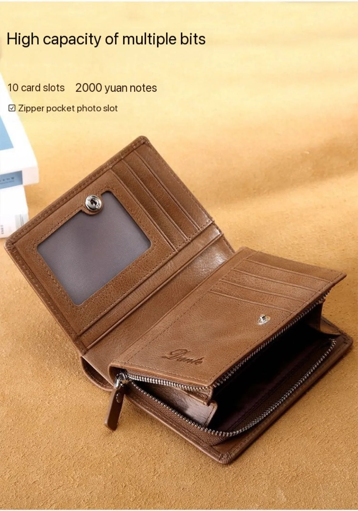 High Quality Men Wallet 2025 New Style Fashion Large Capacity Retro Card Bag Zipper Purses Pocket Short Men's Leather Wallet