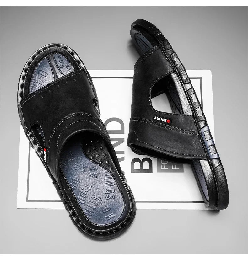 2025 Mens Slippers Summer Casual Shoes Beach Sandals Outdoor Slides Walking Comfort Leather Luxury Designer Fashion Lightweight