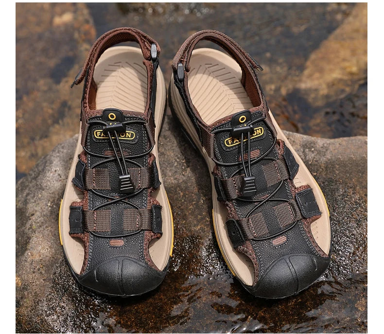 Summer Men Sandals Genuine Leather Mens Casual Shoes Outdoor Men Leather Sandals for Men Beach Shoes Roman mens Shoes