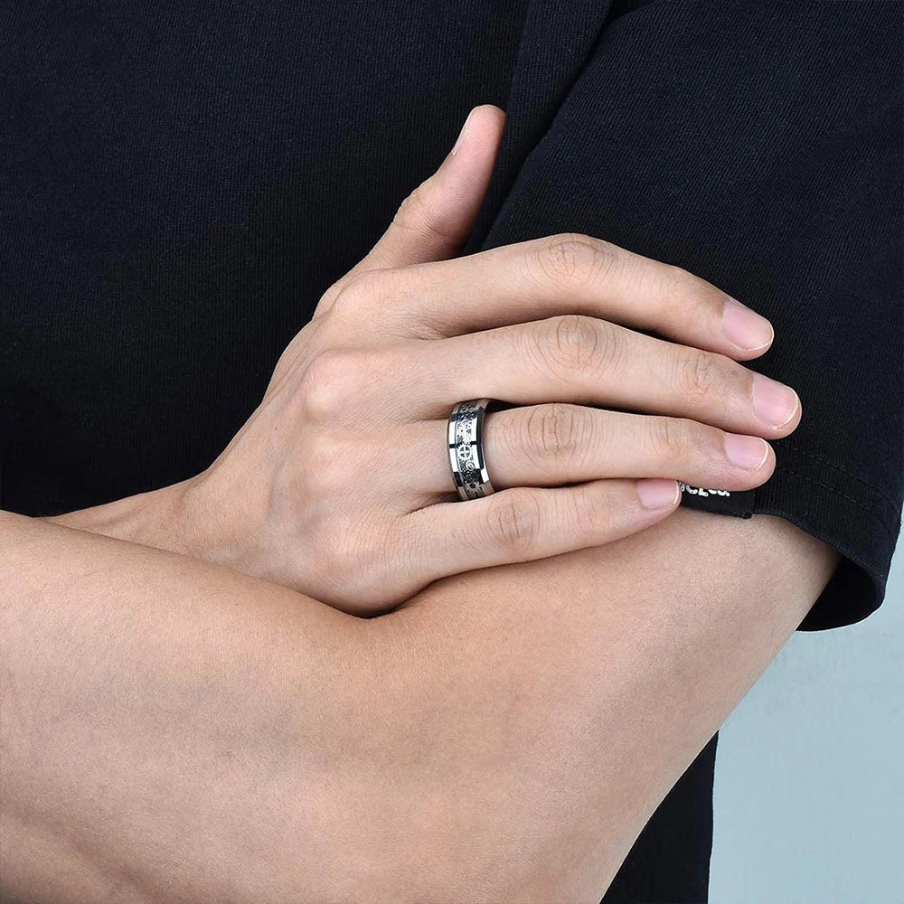 Fashion 8mm Green Color Titanium Stainless Steel Rings for Men Women Black Brushed Men Promise Rings Wedding Party Jewelry Gifts