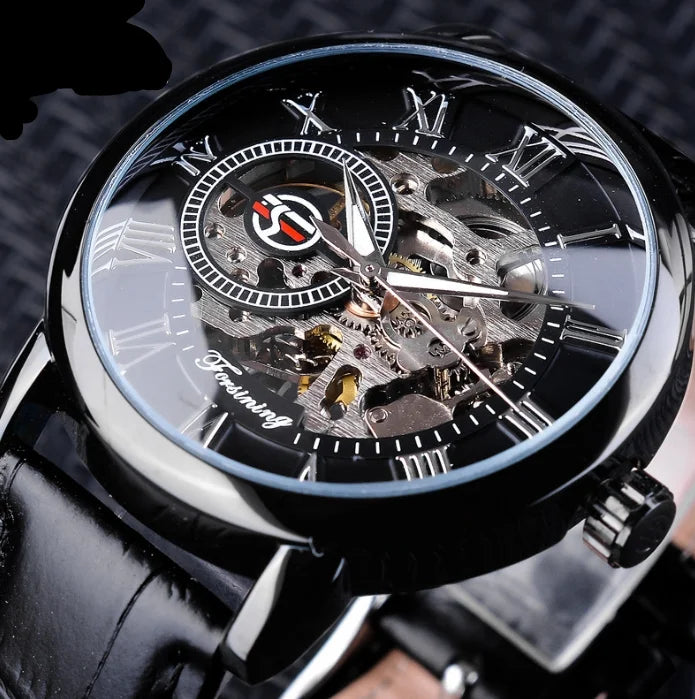 Fully Automatic Movement Mechanical Watch for Men 2024 New Business Casual Breathable Leather Band Sport Watches