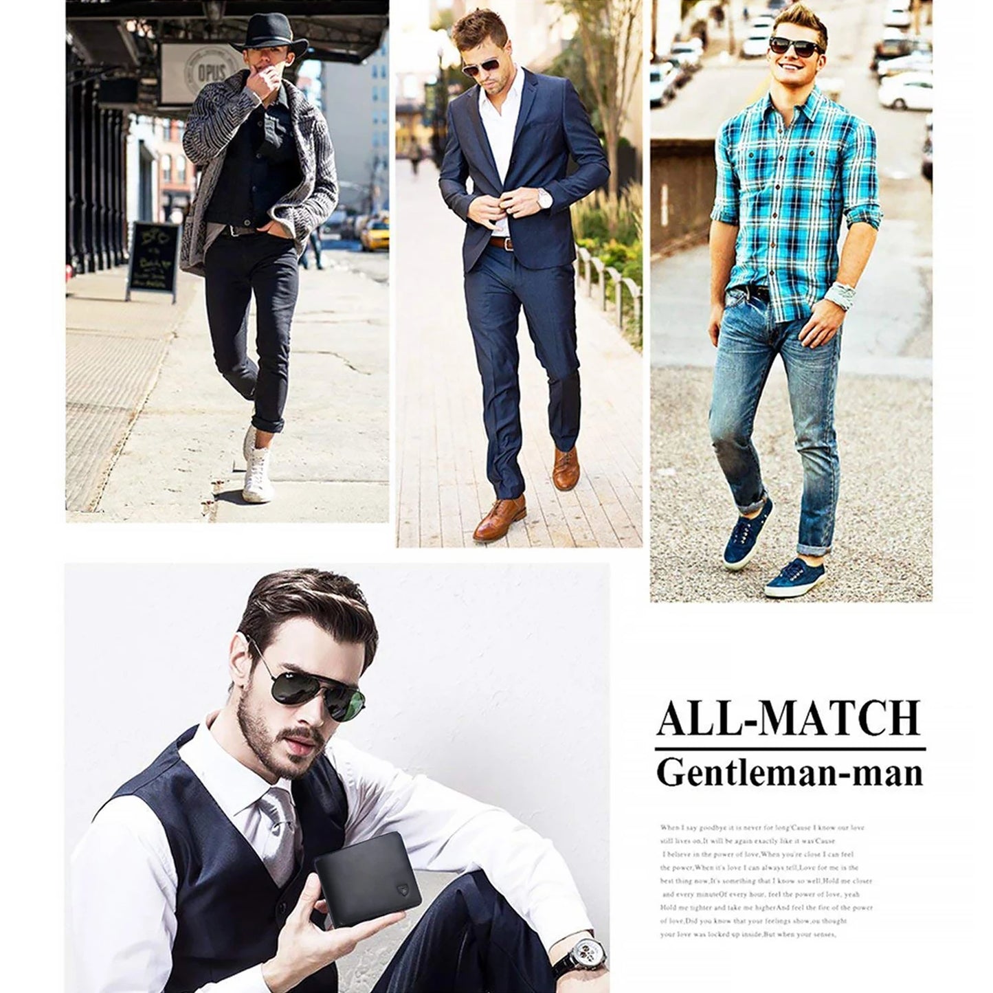 Genuine Leather Wallet Men Classic Black Soft Purse Coin Pocket Credit Card Holder