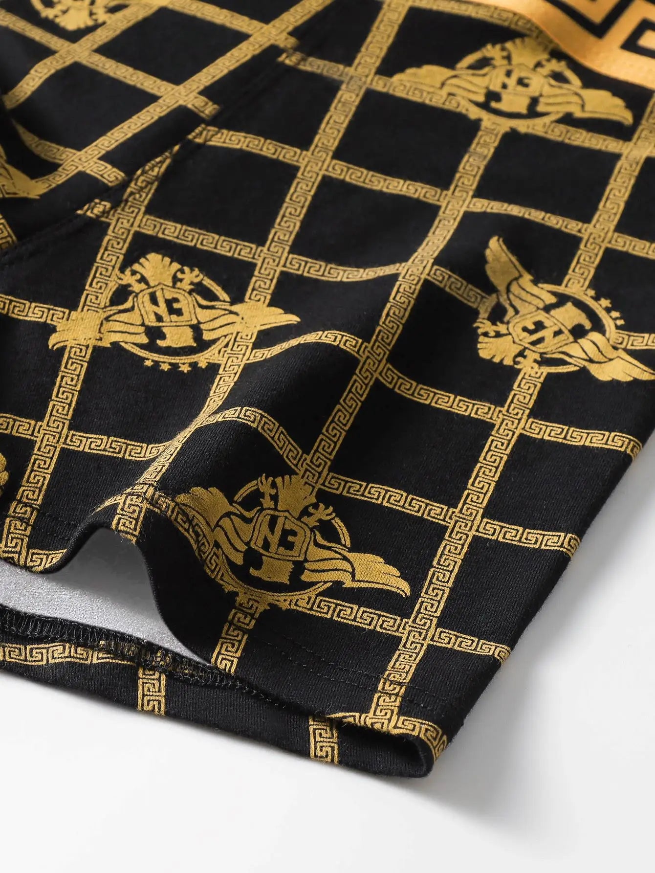 4 pieces of men's underwear, boxer shorts men's underwear, black and gold boxer underwear breathable men's plus size universal