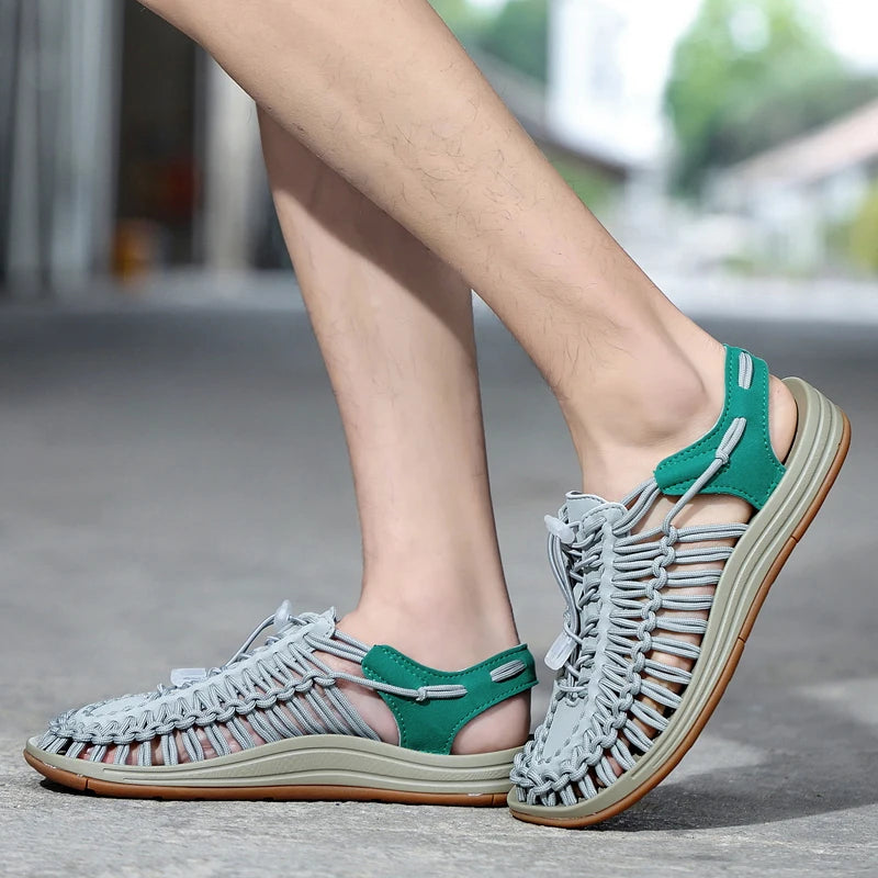 Men Sandals Summer Weave Shoes Boys Sandal Mens Sandles Outdoor Breathable Comfort Slip On Plus Big Size 45 46 Sandalias Hombre
