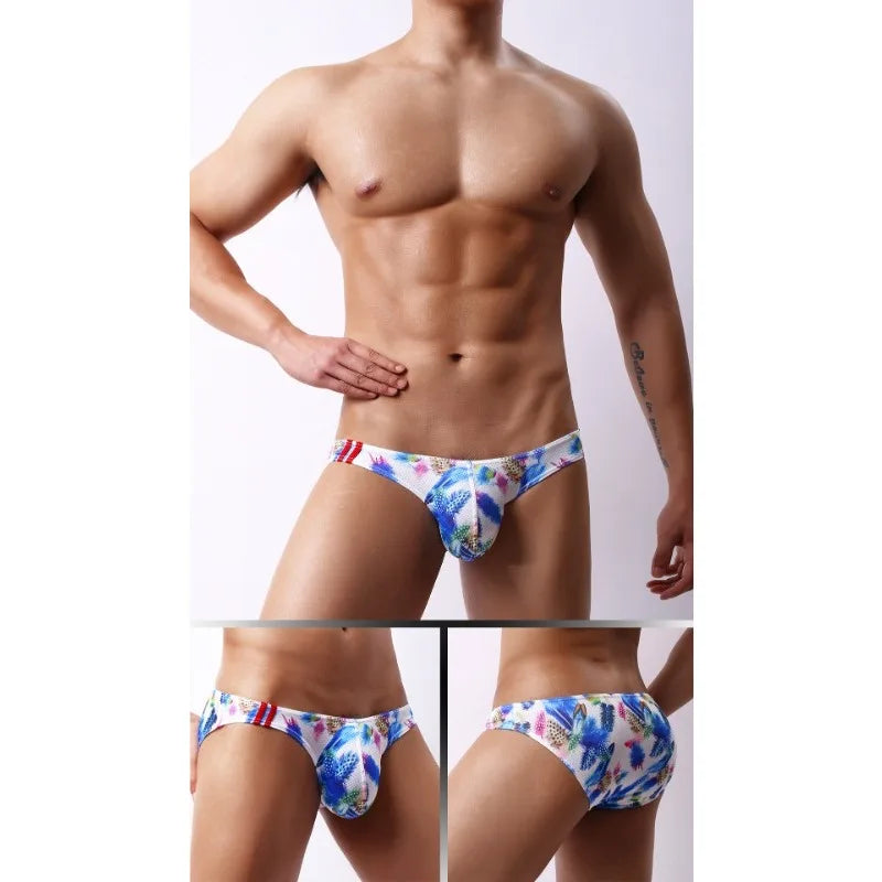 Men's Briefs. New Fashionable Low-Waist Printed Breathable U-Convex Men's Underwear