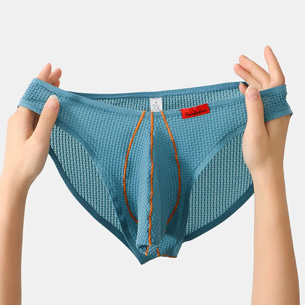 Men Underwear U Convex Ice Silk Briefs Knickers Panties Low Waist Underpant Panties Sports Breathable Low-Rise Elastic Underwear