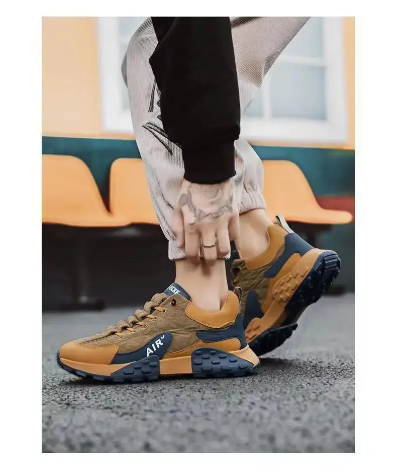 Thick Sole Mens Sneakers Fashion Man Shoe Versatile Vulcanized Shoe Lace Up Outdoor Running Shoes Anti-slip Zapatillas De Hombre