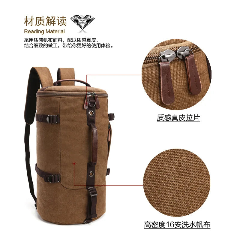 2025 Fashion Large Man Travel Bag Mountaineering Backpack Male Luggage Canvas Bucket Shoulder Army Bags For Boys Men Backpacks
