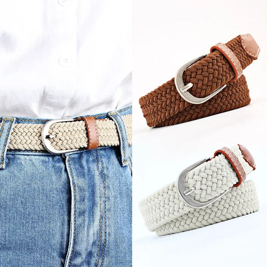 Canvas Belts for Men Fashion Metal Pin Buckle Tactical Strap Women Elastic Belt for Pants Jeans Student Girl