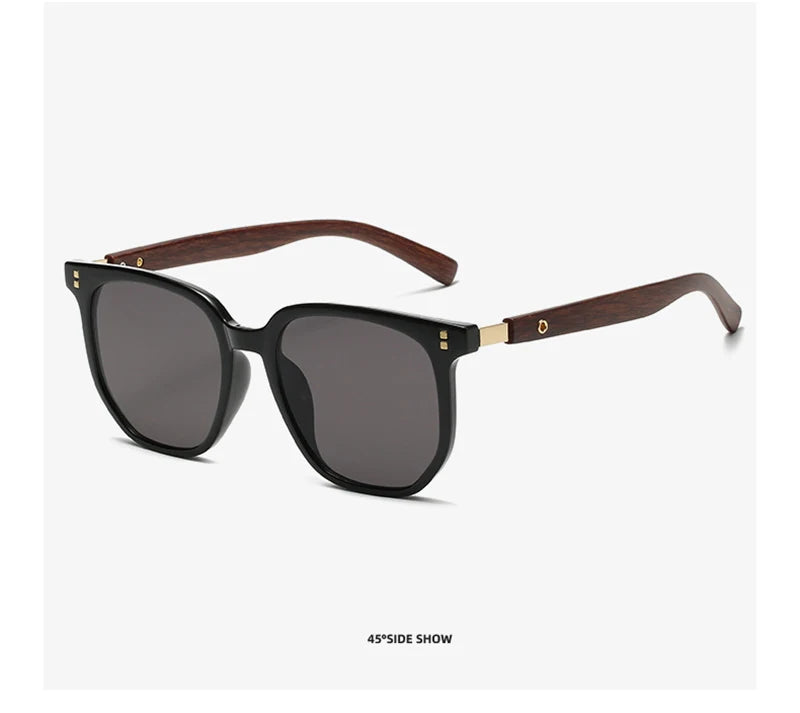 Classic Big Woodgrain Sunglasses Men women Retro Oversize Square Sun Glasses Male Female Fashion Summer Vacation Driving Shades