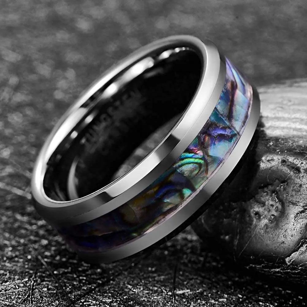 Fashion Viking Tree Of Life Stainless Steel Abalone Shell Rings For Men Odin Norse Viking Rune Rings Retro Amulet Jewelry Gift