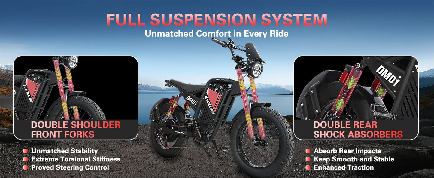 OEM DM01 Electric Motorcycles Peak 3000W Brushless Gearless Motors 60V 30AH Lithium Battery Max Speed 42MPH Adult Off Road Ebike