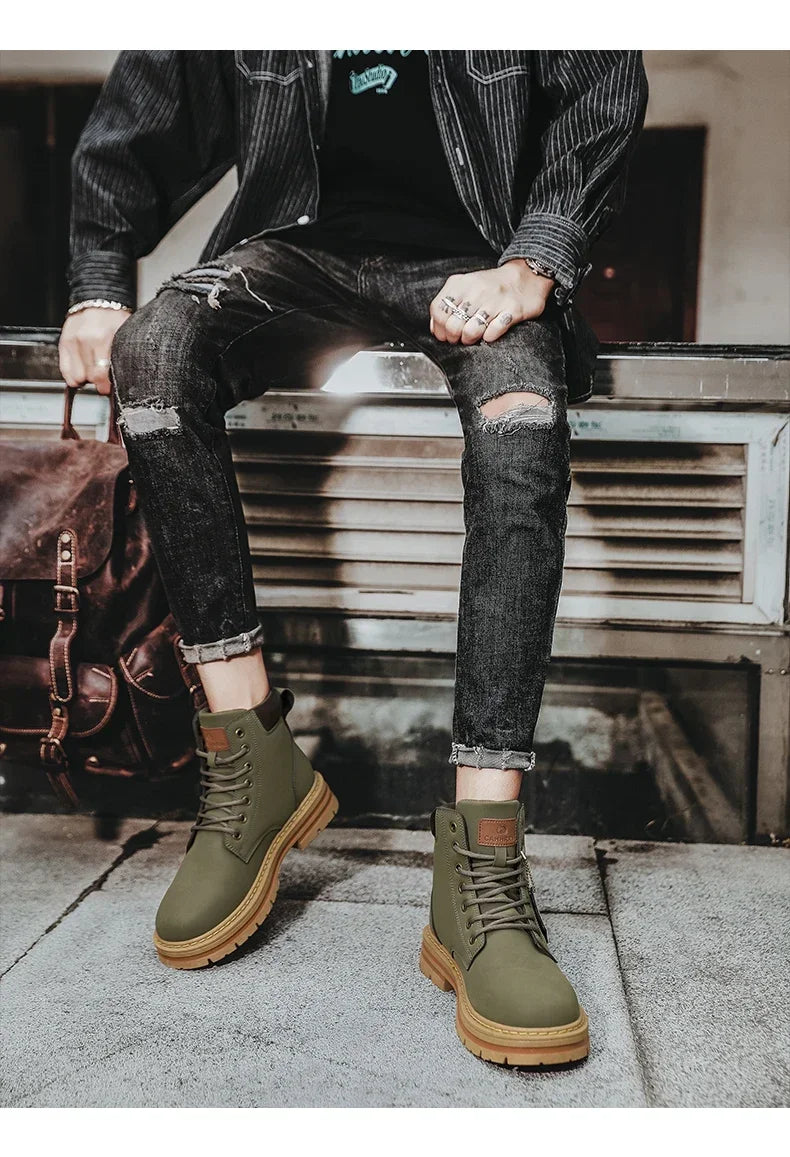 2024 New Men Boots Fashion Motorcycle Ankle Boots for Waterproof Hiking Boot Winter Chelsea Retro Boots Comfy