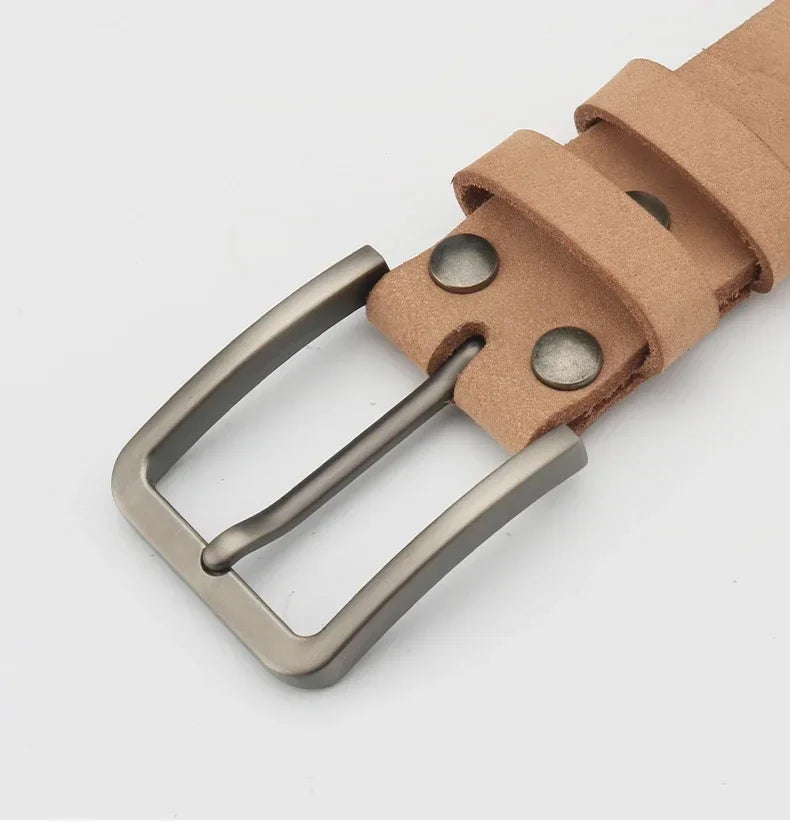 Leather Belt for Men Made From Genuine Whole Cowhide, Trimmed Edge Belt, Cowhide in Natural Color, Casual and Retro Style,