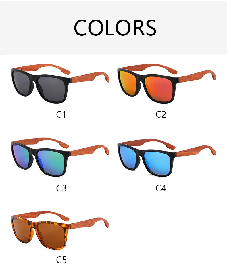 Wooden Square Sunglasses Women Men Vintage Fashion Luxury Sun Glasses Fishing Driving Eyeglas Lady Man UV400 Protective Glasses