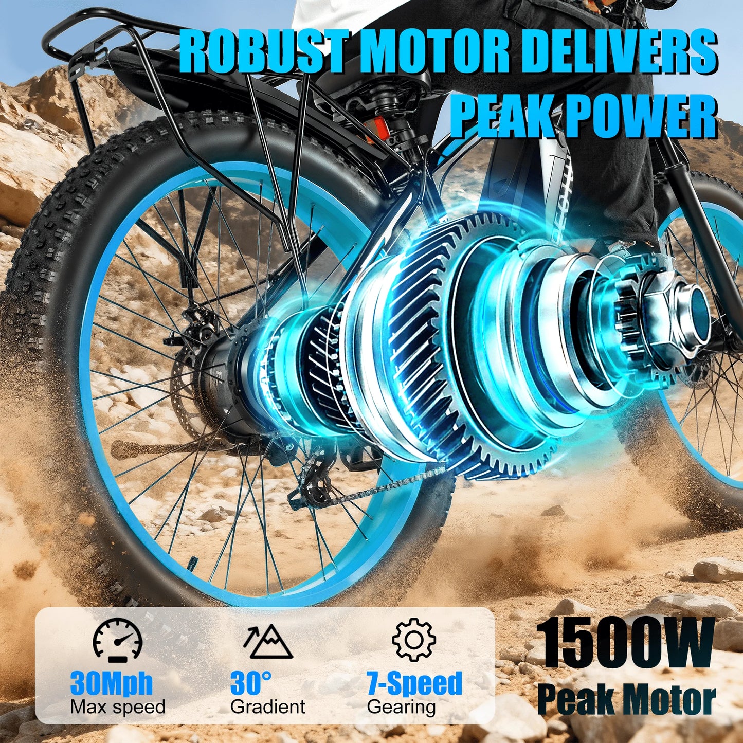 EOEOTWO 1500W Peak Electric Mountain Bike for Adults, 48V20Ah Battery, 30MPH Top Speed, 26" Fat Tire E-Bike with NFC, US Stock