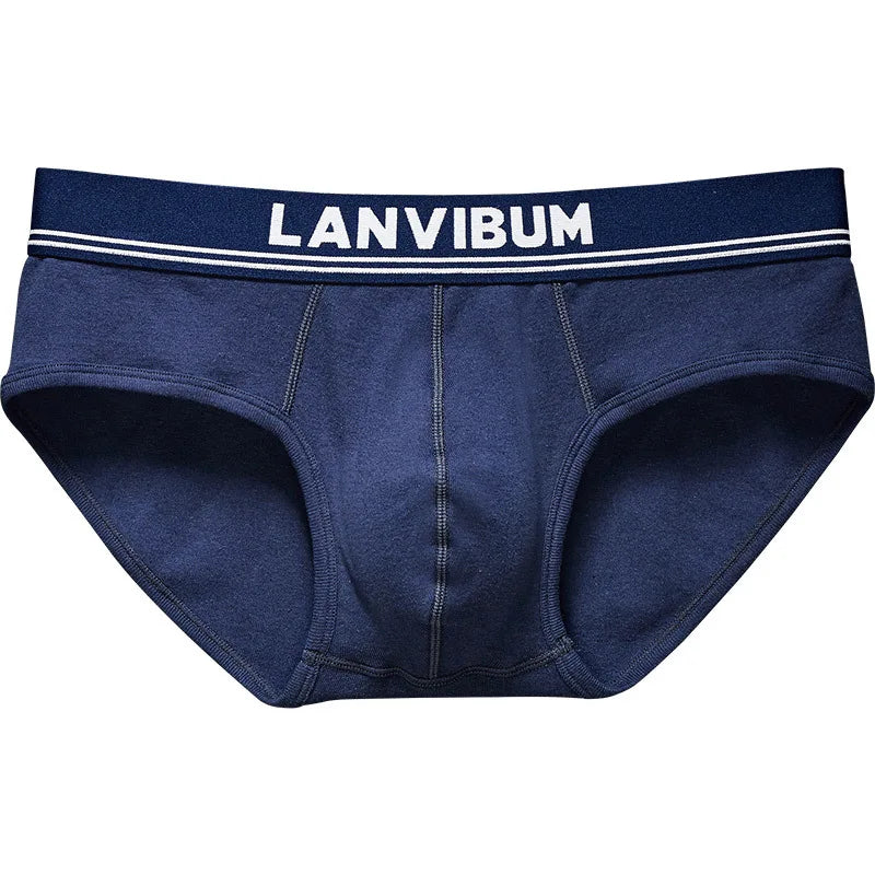 Men's Underwear Thread Cotton Mid Waist Triangle Pants Solid Color U Convex Large Bag Comfortable Skin friendly Men's Underwear