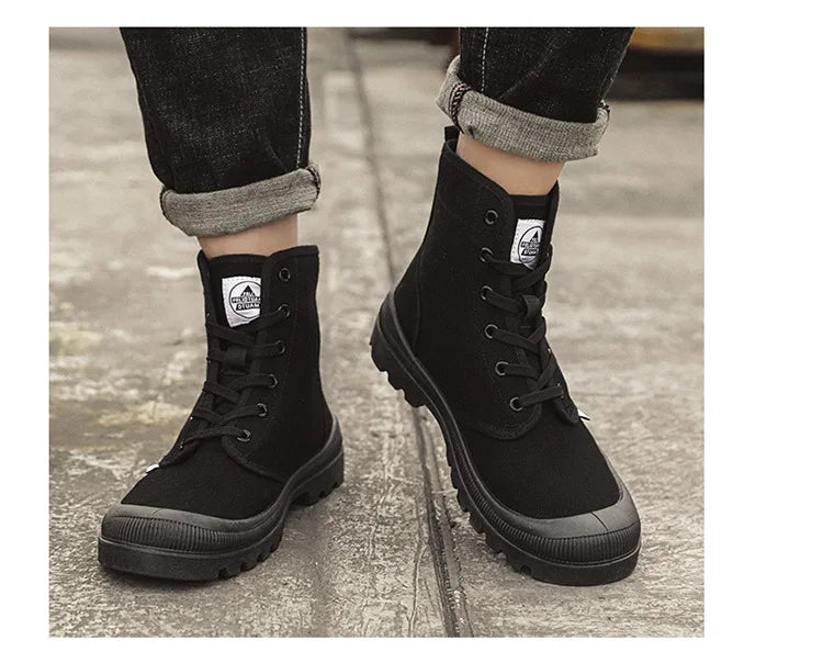 New Fashion High-top Mens Boots Outdoor Comfortable Mens Casual Boots Jungle Mountaineering Men Shoes Wide Bottom Platform Boots