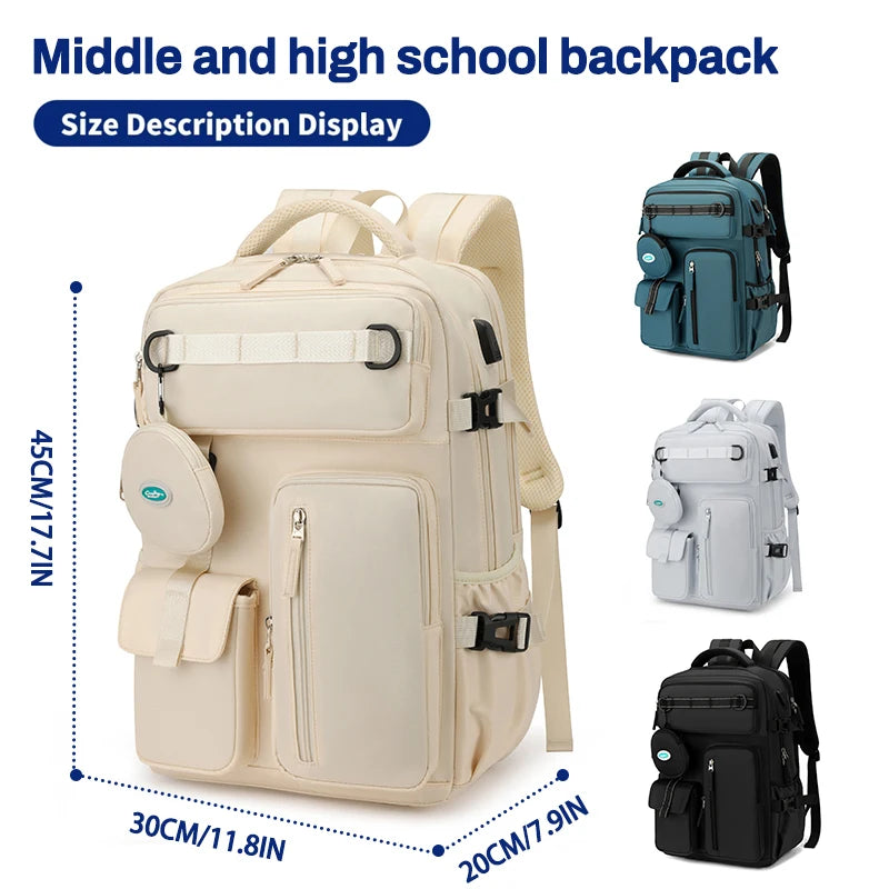 Fashionable large capacity multi pocket multifunctional outdoor travel backpack, handbag hiking bag suit