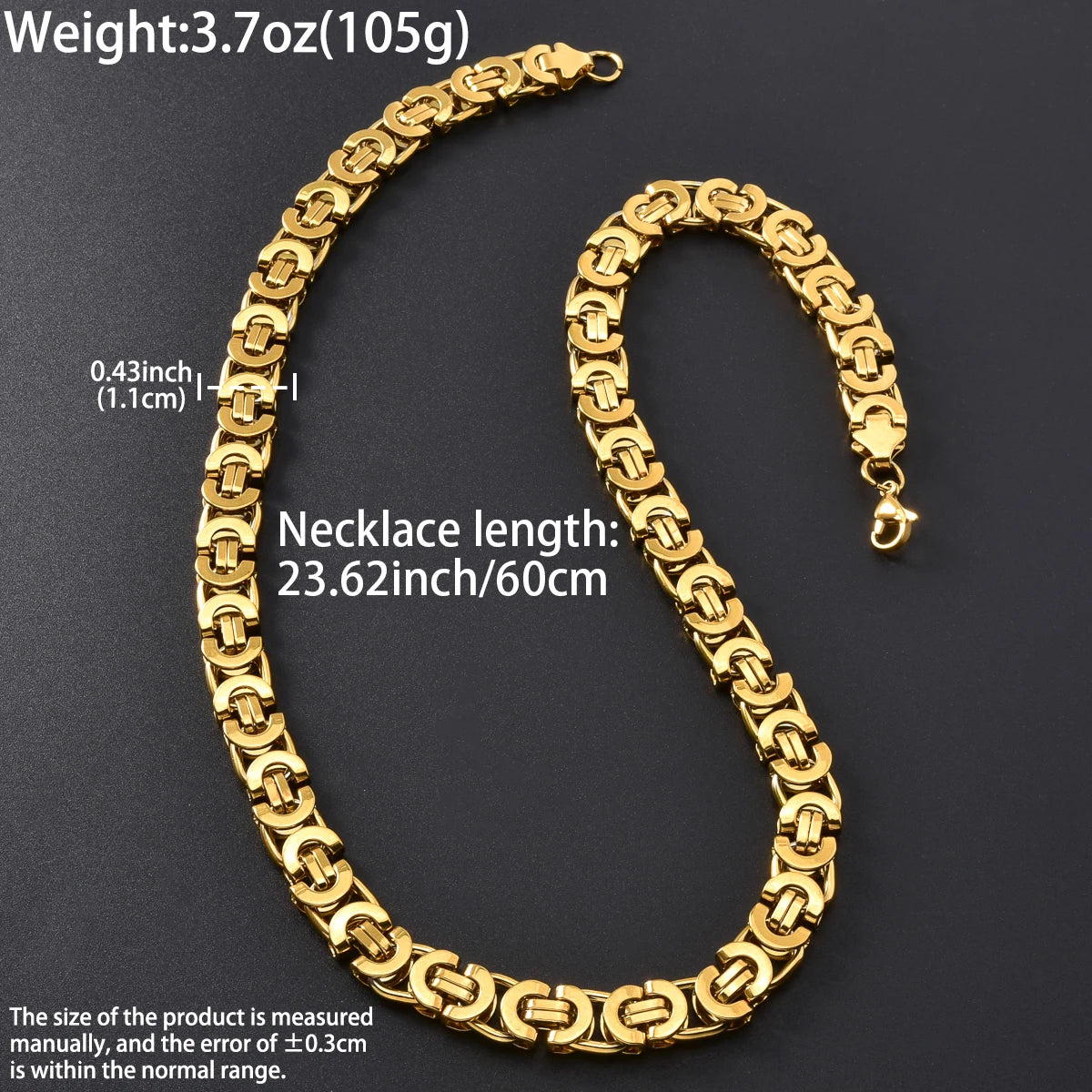 Vintage Gold Plated Chain Necklace Women Retro Victorian Gothic Stainless Steel Link Elegant Jewelry Gift Her Valentines Day