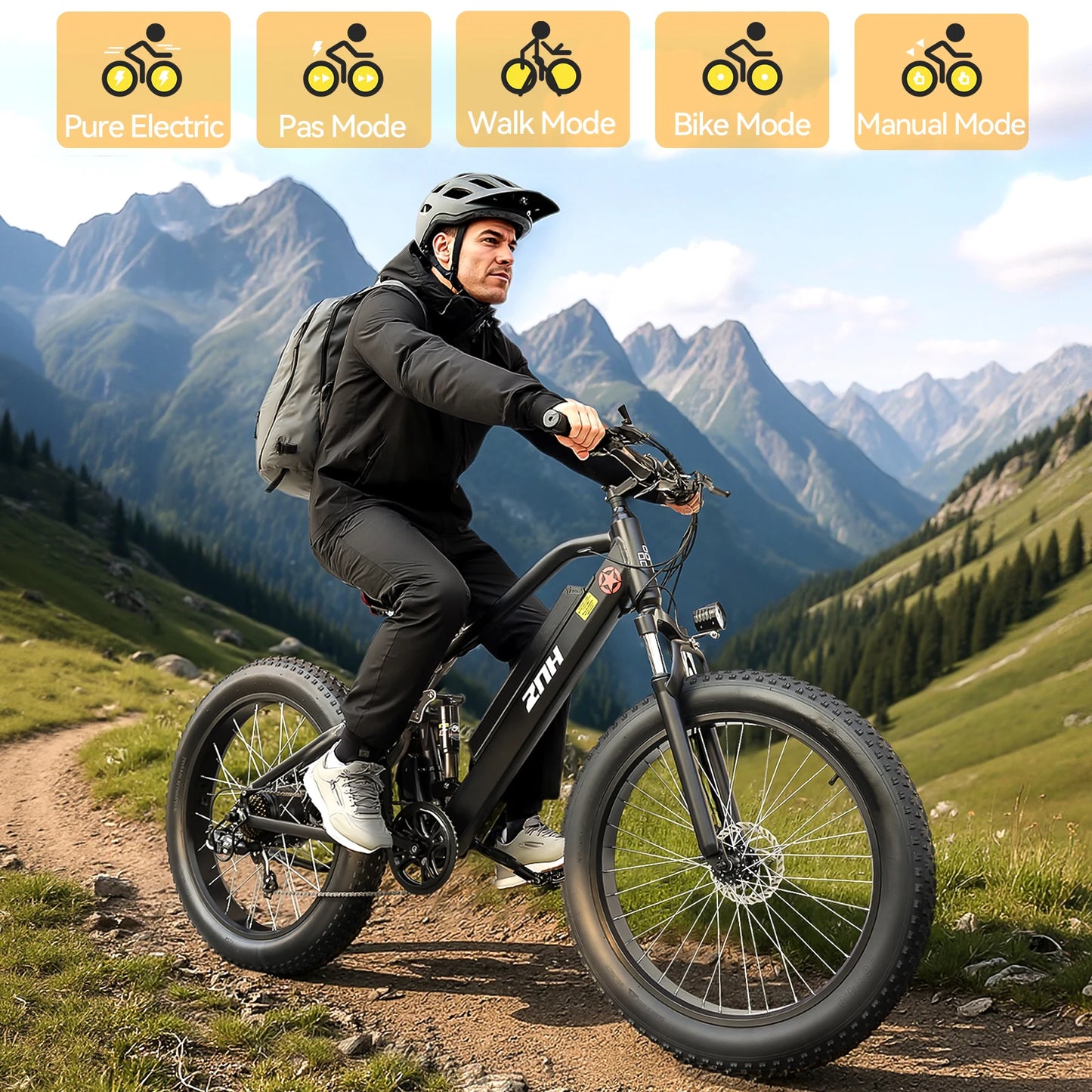 【1 Year Warranty】ZNH Electric Bicycle for Adults,1000W,48V 13Ah Battery, 26MPH Electric Bike, 26*4 Inch Fat Tire E-bike,UL 2849