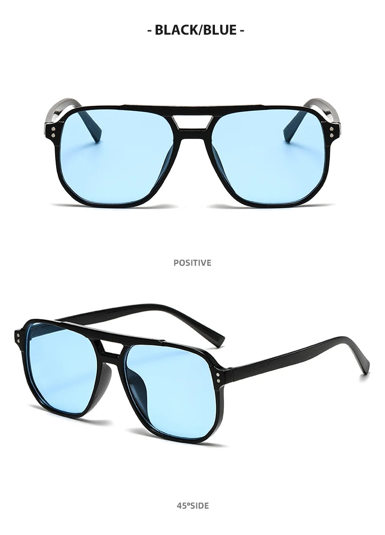 6pcs Combination Fashion Rivet Double Beam Men's Sunglasses Pilot Sun Glasses Cross-border Riding Driving