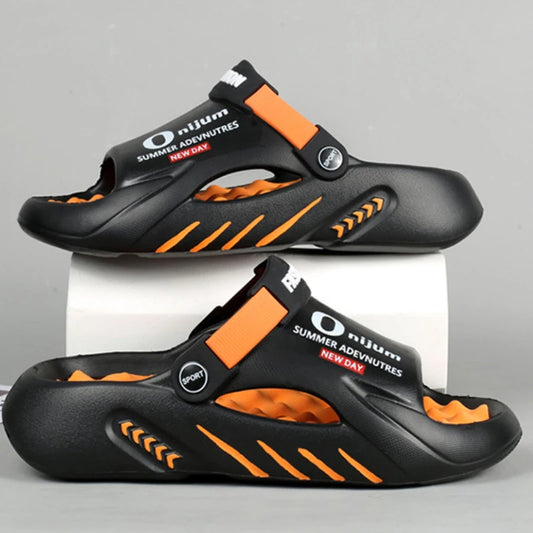 2025 New Men Massage Slippers Slides Indoor Outdoor Man Sandals Beach Casual Shoes Comfortable Sole Men Slippers Big Size 38-47