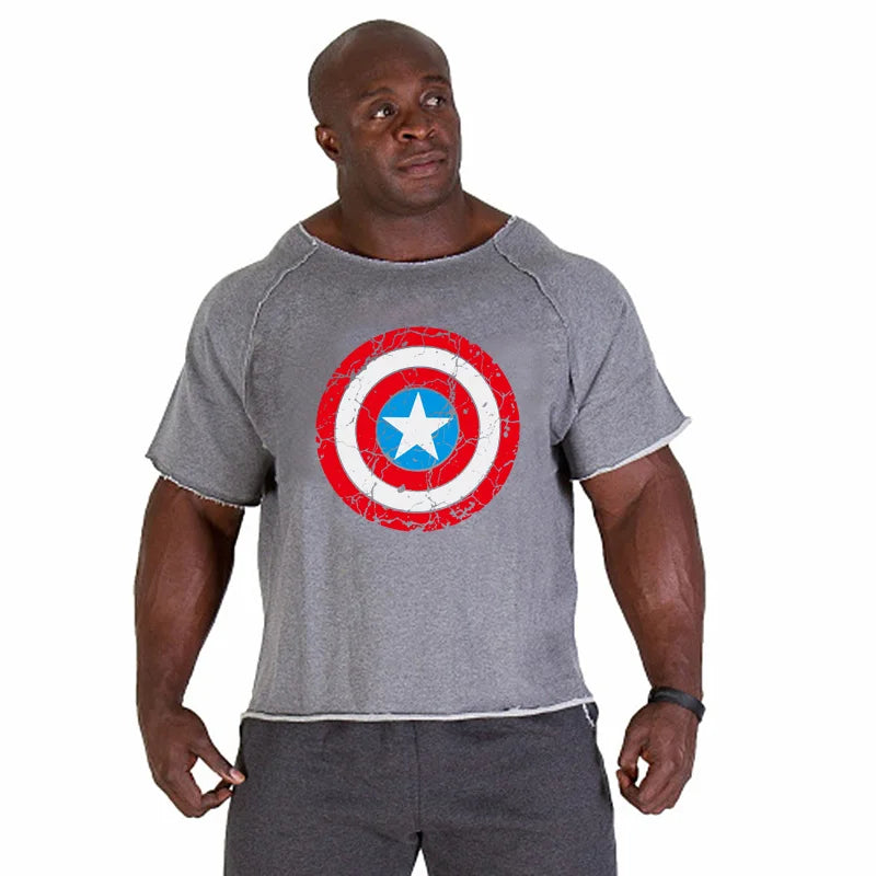 Men's T Shirts Fitness Men Bodybuilding  Shirt Batwing Sleeve Rag shirt Gym Fitness Muscle Running T shirt