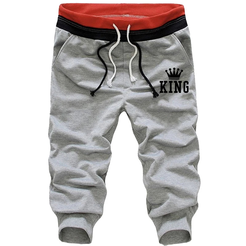 Men’s Shorts Fashion Casual Jogging Elastic waist Shorts Drawstring Loose Shorts Summer Knee Length Shorts