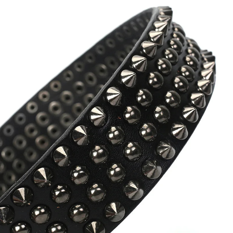Men Belt Genuine Leather Heavy Metal Rivet Punk Belts For Men Rock Stud Cowboy Men Ceinture Homme Waist Belt Cinturon Mujer