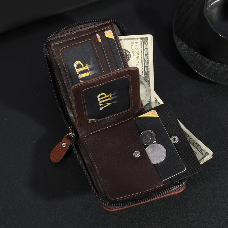 Premium Vintage Leather Wallet for Men - Secure Credit Card Holder & Coin Purse -Commute Essential with Durable PU Leather