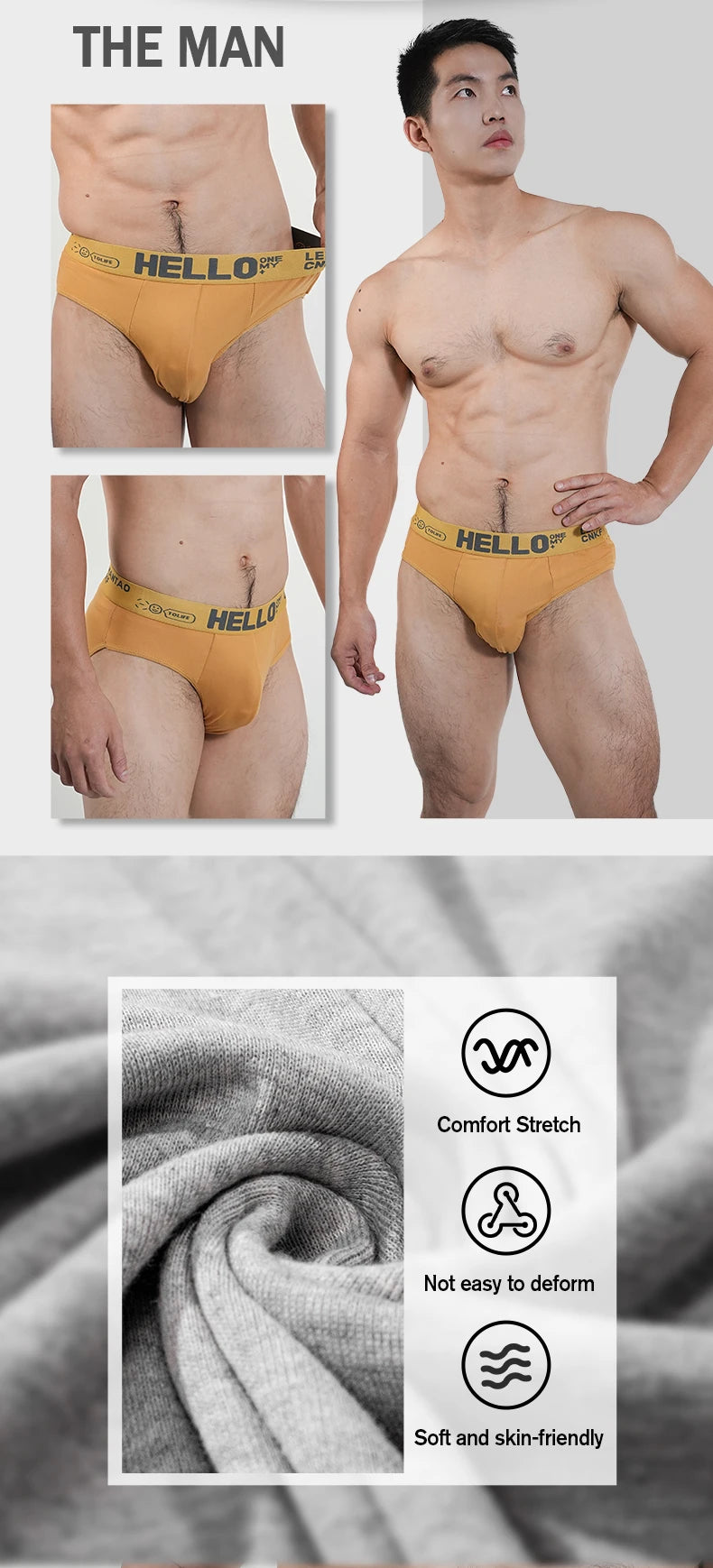 Mens Underwear Cotton Breathable Triangular Panty Fashion Sexy Slip U Underpants Hot Bikini Mid-Waist High Elasticity Men Briefs