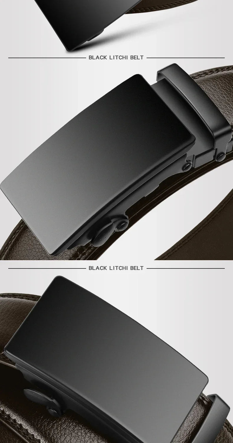 Automatic Buckle Belt for Men Famous Brand Business Belt Men PU Leather Waist Straps Black Male Jeans Belts for Men